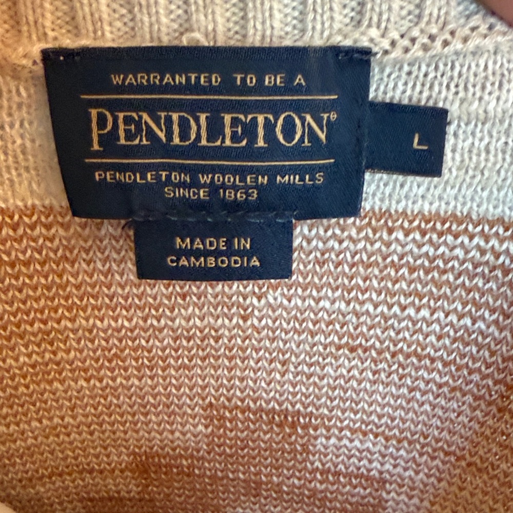 Pendleton Geometric Patterned Sweater - Cream, Bl… - image 3